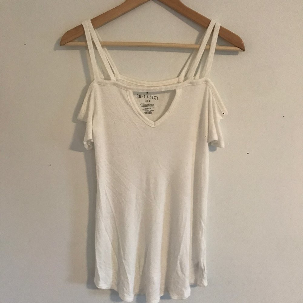 White Soft & Sexy Cutout Off-the-Shoulder Top
